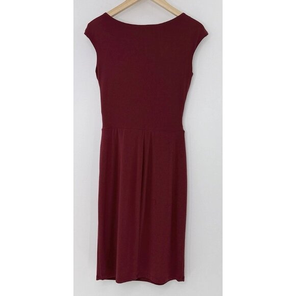 Lauren Ralph Lauren Essentials Dark Red Sleeveless Ruching Dress Sz 4 FLAW - Picture 2 of 13